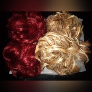2 red bun &  2 Dirty blonde hair buns
